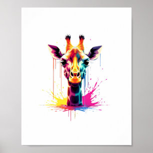 Poster arte de animal africano A girafa colorida para div