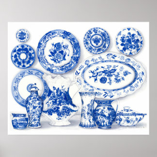 Poster Arte de Aquarela Azul