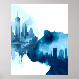 Poster Arte de Aquarela com Abstrato