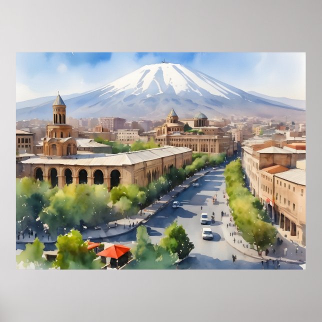 Poster Arte de aquarela de Eerevan (Frente)