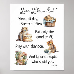 Poster Arte de Aquarela de Gato para Pendurar na Parede V