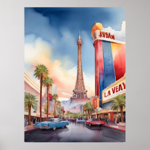 Poster arte de aquarela de Las Vegas