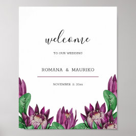 Poster Arte de Aquarela Deep Purple King Protea