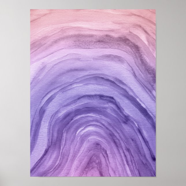 Poster Arte de Aquarela legal Abstrato Roxo Lavanda (Frente)