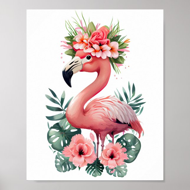 Poster arte de aquarela mínima do flamingo (Frente)