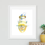 Poster Arte de Aquarela Tropical Beach House<br><div class="desc">Perfeito para quartos, banheiros e áreas vivas na sua casa de praia tropical. Esta colorida arte de peixe mostra uma réplica da minha mão original pintada de rainha da cor d'água e gatilho. Corresponde à minha coleção de decorações costeiras e é perfeita para a sua cabana de praia. Para ver...</div>