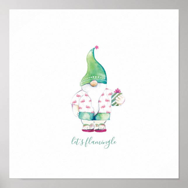 Poster Arte de Aquarela Tropical de Natal (Frente)