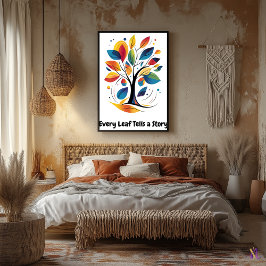 Poster Arte de Árvore Minimalista Motivacional Abstrata