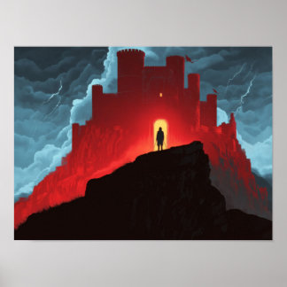 Poster Arte de Aventura Silhueta Fortaleza Vermelha Fanta
