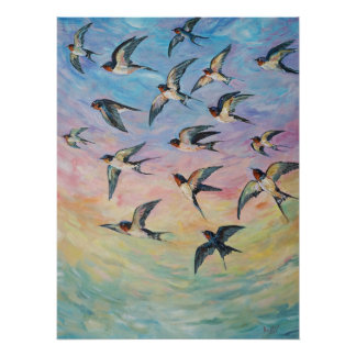 Pôster Arte de aves migratórias