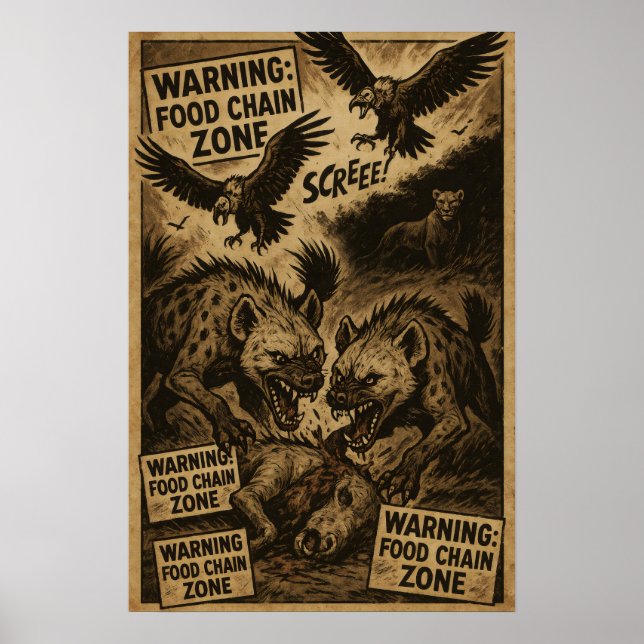 Poster Arte de Aviso da Zona da Cadeia de comidas (Frente)