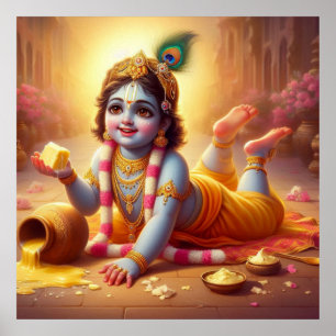 Poster Arte de Bala Krishna Azul Joguete Tradicional