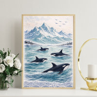 Arte de baleia orca cena do oceano