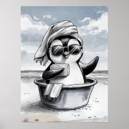 Poster Arte de Banheiro Preto e Branco, Engraçada, Modern