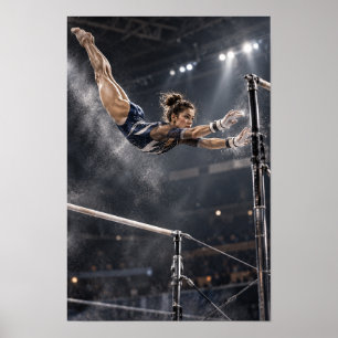 Poster Arte de barras assimétricas de ginástica feminina 