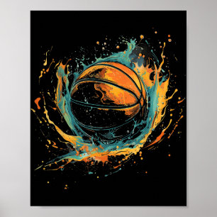 Poster Arte de Basquete Amante de Basquete Aquarela Dra