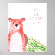 Arte de berçário com animais da floresta em aquare