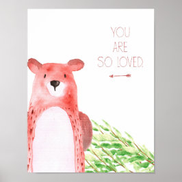 Poster Arte de berçário com animais da floresta em aquare