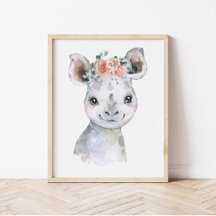 Poster Arte de Berçário de Animais da Savana, Hipopótamo