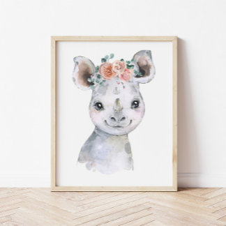 Poster Arte de Berçário de Animais da Savana, Hipopótamo