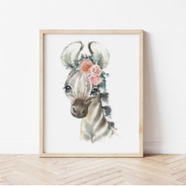Poster Arte de Berçário de Animais da Selva Safari, Zebra