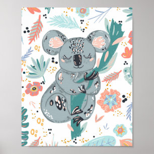 Poster Arte de berçário de coala fofo