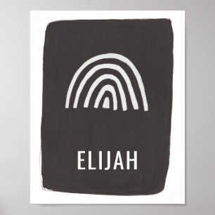 Poster Arte de Berçário de Nome de Arco-Íris Minimalista 