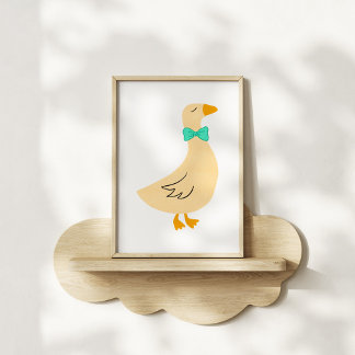 Poster Arte de Berçário do Ganso Elegante Desenhado à Mão