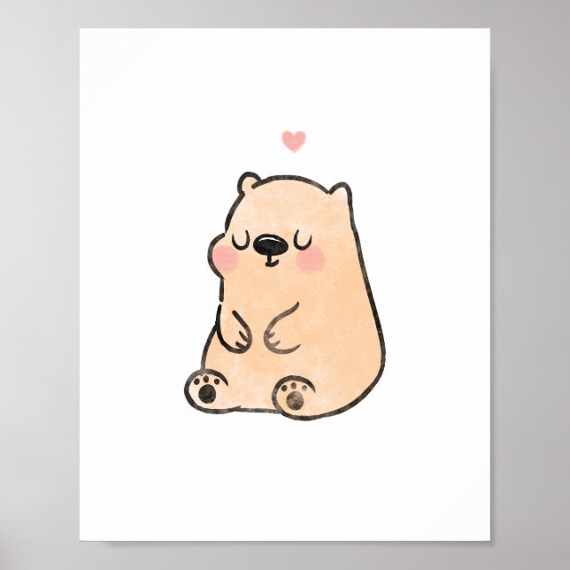 Poster Arte de berçário fofa de urso (Frente)