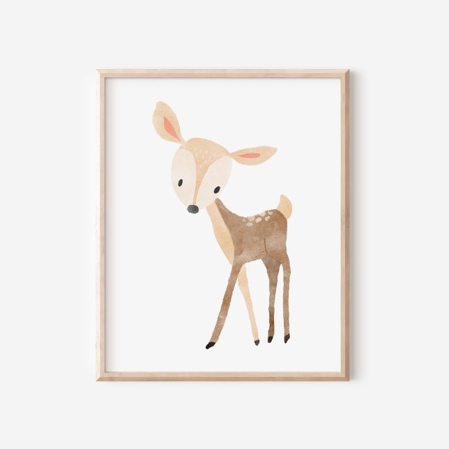 Poster Arte de Berço Florestal Adorável com Aquarela de V (Criador carregado)