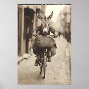 Poster Arte de Bicicleta de Jumento Engraçado Foto Antiga