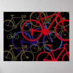 Poster arte de bicicletas a cores