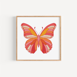 Poster Arte de Borboleta Desenhada à Mão, Ousada e Vibran