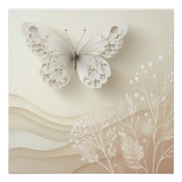 Pôster Arte de Borboleta Paleta Suave Design Gráfico