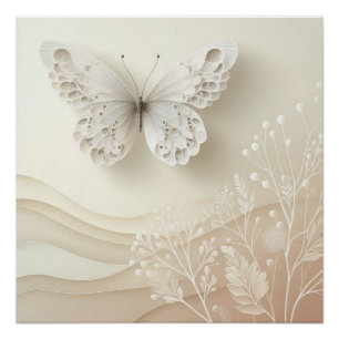 Pôster Arte de Borboleta Paleta Suave Design Gráfico