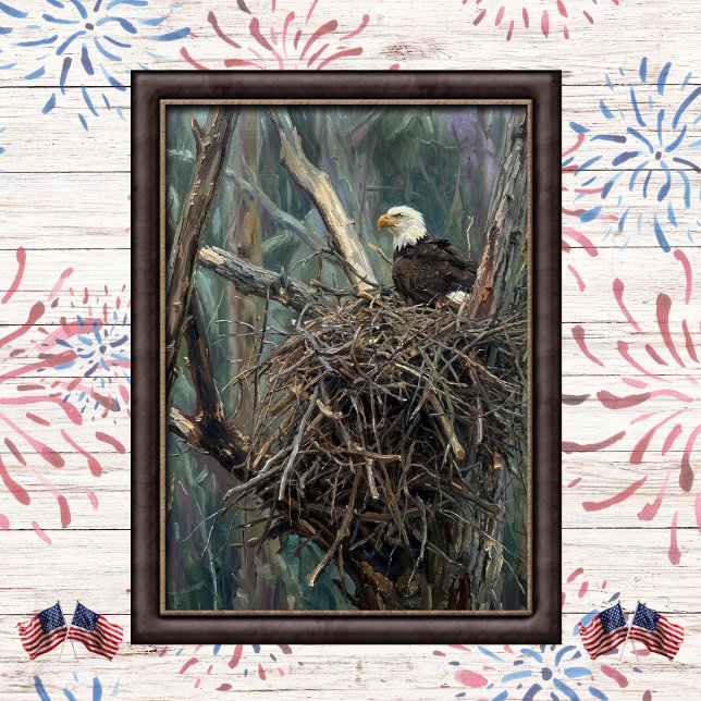Poster Arte de Bosque com Ninho de Águia Americana (Criador carregado)