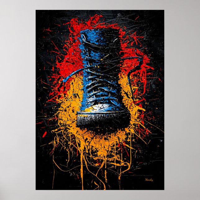 Poster Arte de Bota Expressionista Contemporânea de Impac (Frente)