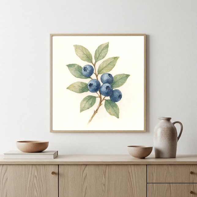 Poster Arte de Branqueamento de Aquarelas Blueberry (Criador carregado)