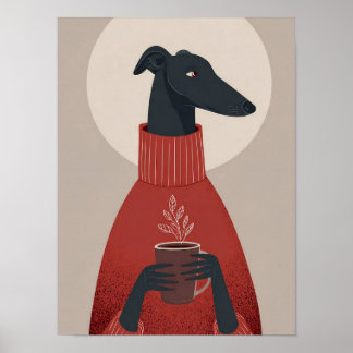 Poster Arte de Cachorro Aconchegante – Caneca e Vapor