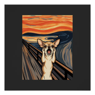 Pôster Arte de Cachorro Expressionista Grito de Chihuahua