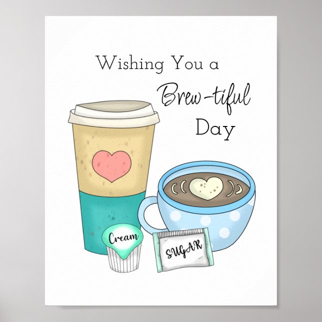 Poster Arte de Café Desenhada à Mão e Cotação (Frente)