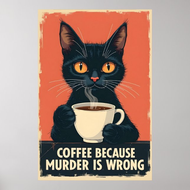 Poster Arte De Café Negro Engraçado - Café Porque Assassi (Frente)