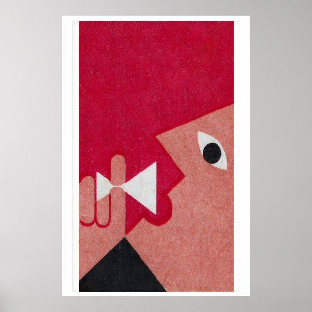 Poster Arte de Caixa de Fósforos de Rosto Abstrato, Tchec (Frente)