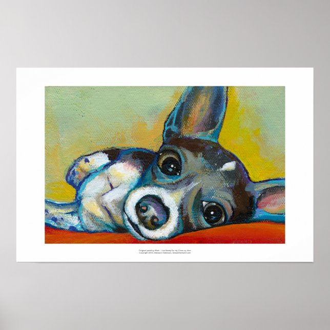 Pôster Arte de cão Chihuahua - pintura de retrato diverti (Frente)