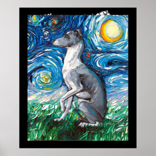 Poster Arte De Cão De Batata Estrelada À Noite Italiana
