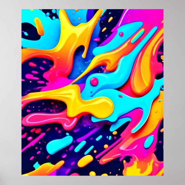 Poster Arte de Caos de Cores Vibrantes (Frente)