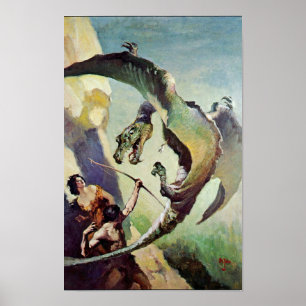 Poster Arte de capa de dragão vintage por J. Allen St. Jo