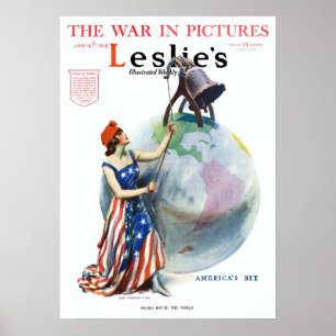 Poster Arte de capa de revista patriótica vintage da Lady