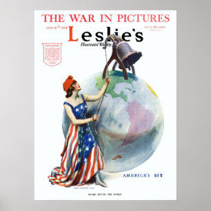 Poster Arte de capa de revista patriótica vintage da Lady