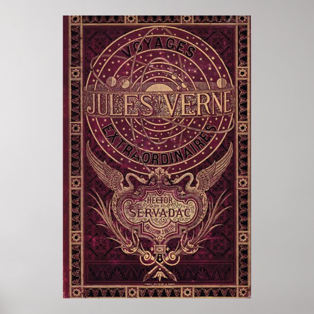 Poster Arte de capa "Steampunk" de Jules Vern Vintage (Frente)